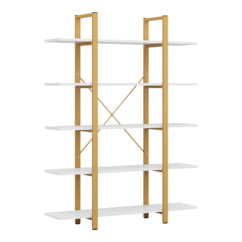 Βιβλιοθήκη Esthon pakoworld σε λευκή όψη μαρμάρου με χρυσό μέταλλο 120x32x180εκ 2