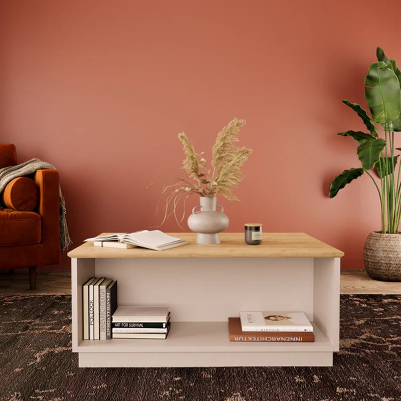 Τραπέζι Monik pakoworld σε oak-ανοιχτό γκρι απόχρωση 90x56x40εκ 1