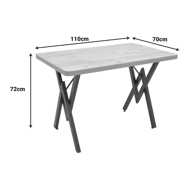Τραπέζι Vertex pakoworld oak με μαύρα μεταλλικά πόδια 110x70x72εκ 6