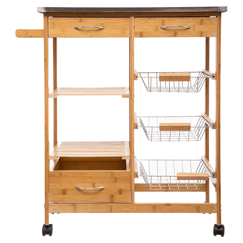 Τρόλεϊ-ραφιέρα 7όροφη Esla pakoworld bamboo φυσικό-λευκό 73,5x37x86εκ 2