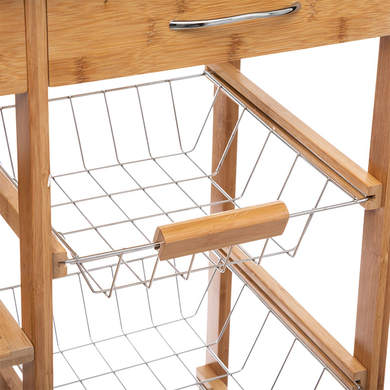 Τρόλεϊ-ραφιέρα 7όροφη Esla pakoworld bamboo φυσικό-λευκό 73,5x37x86εκ 3