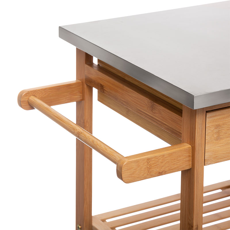 Τρόλεϊ-ραφιέρα 7όροφη Esla pakoworld bamboo φυσικό-λευκό 73,5x37x86εκ 4