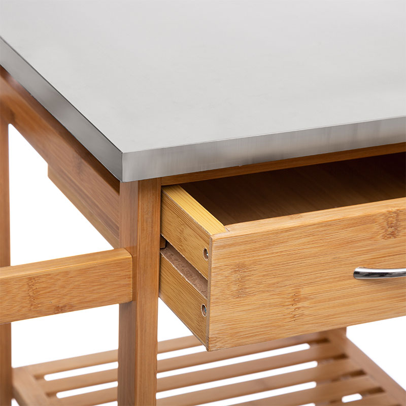 Τρόλεϊ-ραφιέρα 7όροφη Esla pakoworld bamboo φυσικό-λευκό 73,5x37x86εκ 5