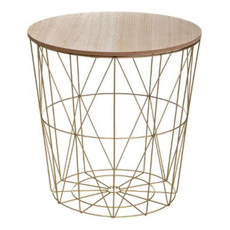 Τραπέζι σαλονιού Kumi pakoworld oak-χρυσό Φ41x40εκ 2