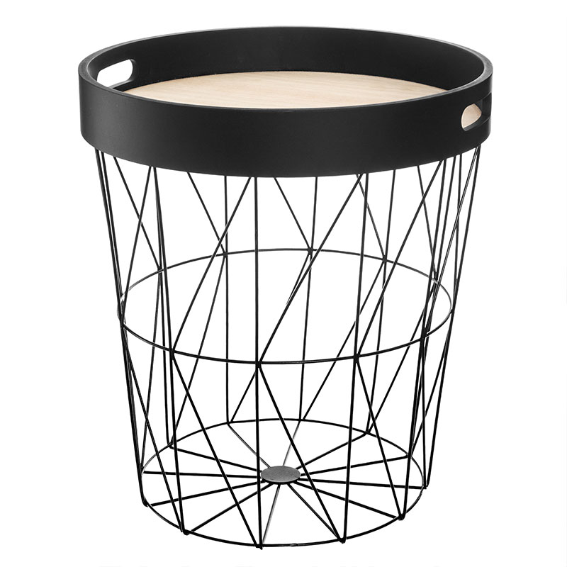 Τραπέζι σαλονιού Kumi pakoworld μαύρο-oak 35x37.7εκ 1