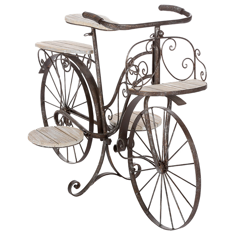 Ραφιέρα-σταντ φυτών Bicycle pakoworld καφέ σφυρήλατο 97x46x64εκ 1
