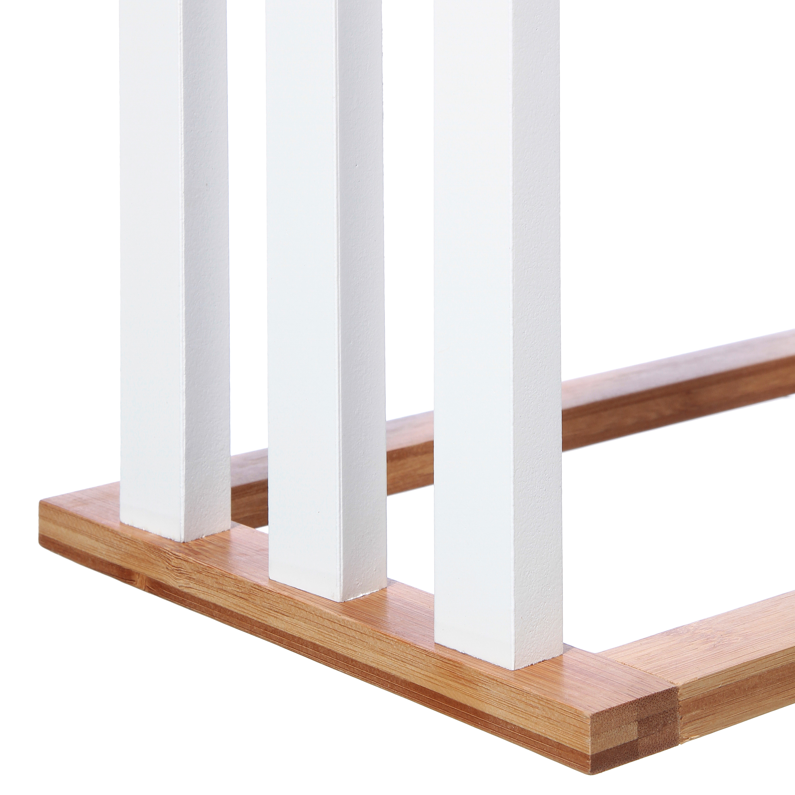 Κρεμάστρα επιδαπέδια Tower pakoworld MDF-μπαμπού λευκό-φυσικό 55x24x82εκ 2