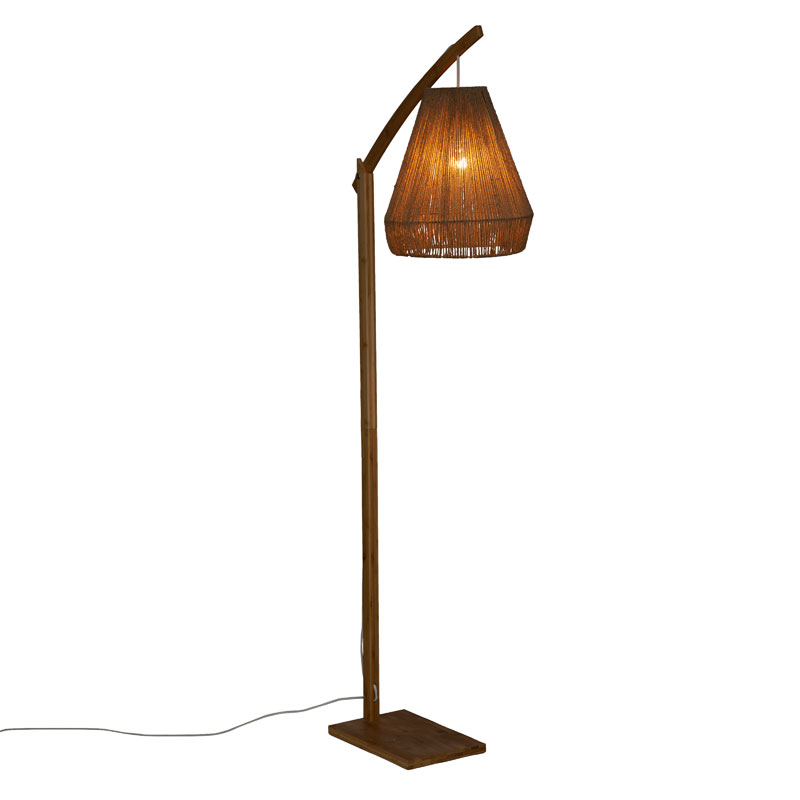 Φωτιστικό δαπέδου Sean pakoworld Ε27 60W μπαμπού μπεζ 52x30x158εκ 2