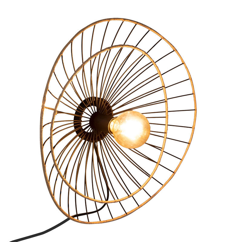 Φωτιστικό τοίχου-απλίκα Alara pakoworld E27 40W χρυσό-μαύρο Φ45x11εκ 2