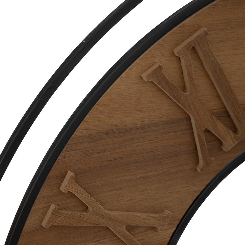 Ρολόι τοίχου Dorino pakoworld καφέ χρώμα mdf- μαύρο μέταλλο Φ65.5x4εκ 2