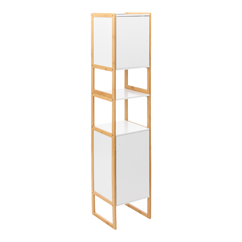 Ντουλάπι-στήλη τοίχου Derfen pakoworld mdf σε λευκή-φυσική απόχρωση 33x33x170εκ 1