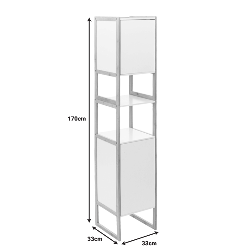 Ντουλάπι-στήλη τοίχου Derfen pakoworld mdf σε λευκή-φυσική απόχρωση 33x33x170εκ 3