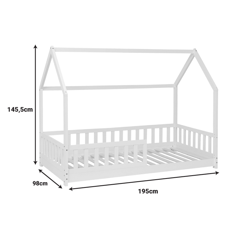 Παιδικό κρεβάτι Sleeper pakoworld τ. Montessori ξύλο πεύκου σε λευκή απόχρωση 90x190εκ 2