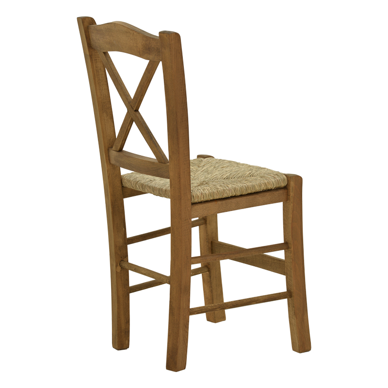 Καρέκλα καφενείου με ψάθα Χιαστή pakoworld καρυδί ξύλο 42x40x89εκ 2