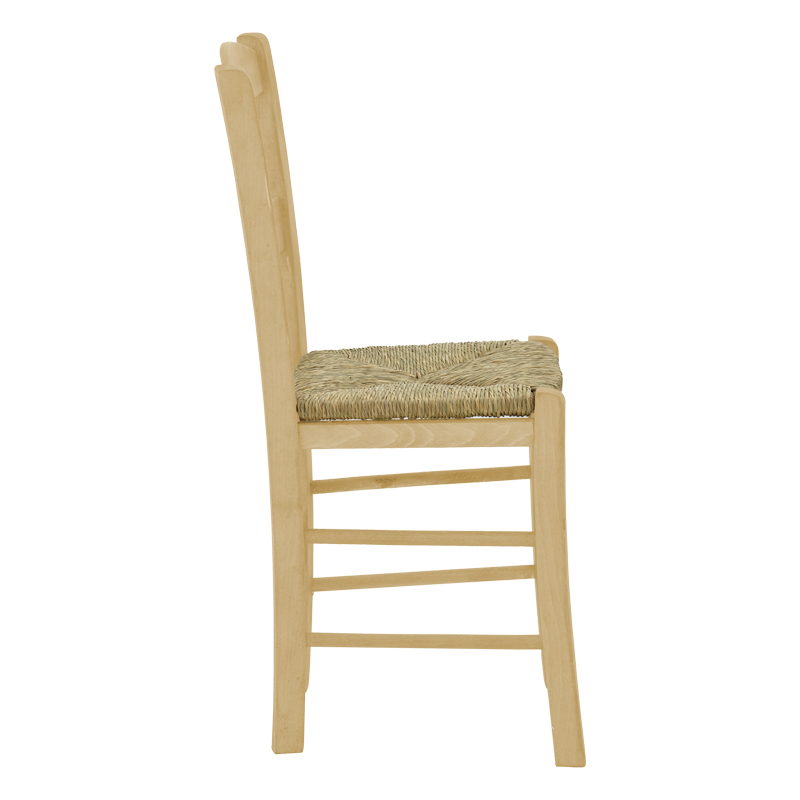 Καρέκλα καφενείου με ψάθα Syros-Charchie pakoworld άβαφο ξύλο 42x40x89εκ9εκ 3