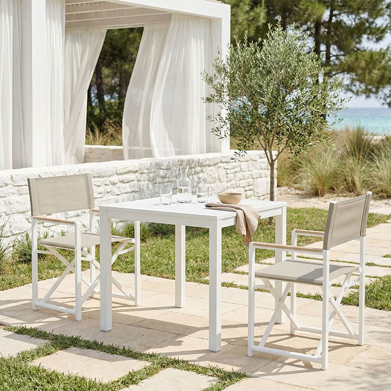Τραπεζαρία Kliton - Mabu σετ 3τεμ pakoworld αλουμίνιο σε λευκή απόχρωση 80x80x74εκ 1