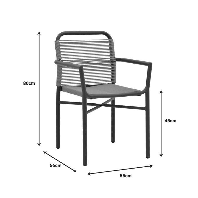 Τραπεζαρία Kliton-Clutch σετ 5τεμ pakoworld αλουμίνιο σε ανθρακί απόχρωση 80x80x74εκ 14