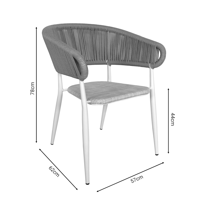 Τραπεζαρία Synergy-Raven σετ 3τεμ pakoworld λευκό αλουμίνιο και plywood σε φυσικό χρώμα 80x80x74εκ 9