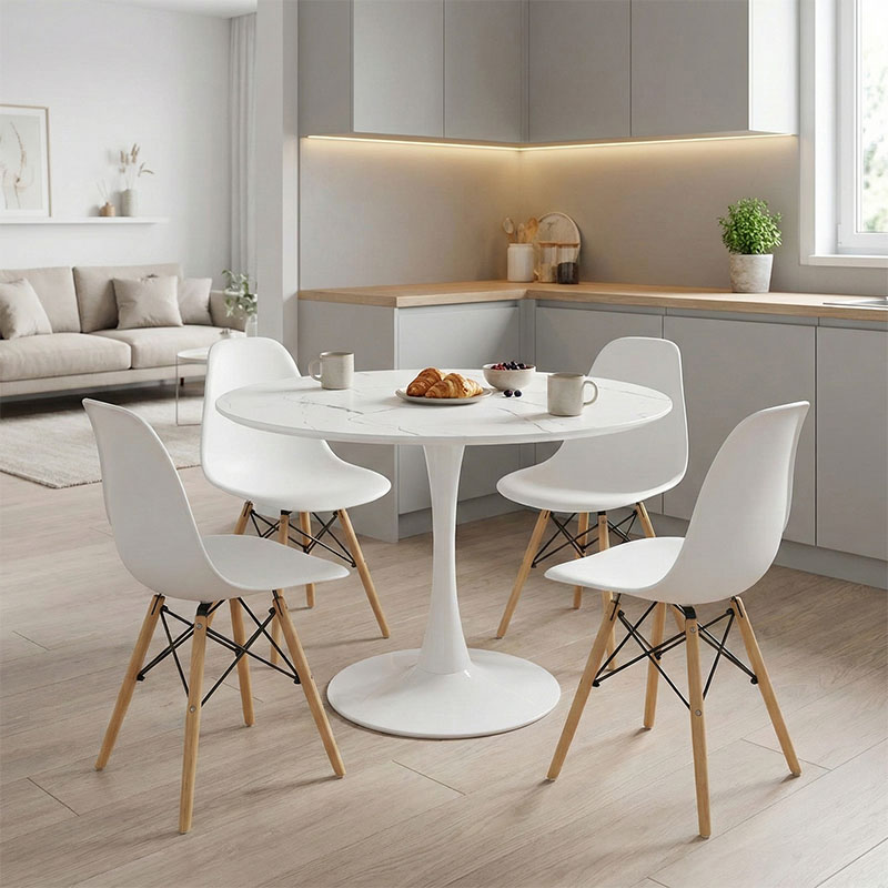 Τραπεζαρία Julita-Balou pakoworld σετ 5τεμ pp-mdf λευκo Φ100x73εκ 1