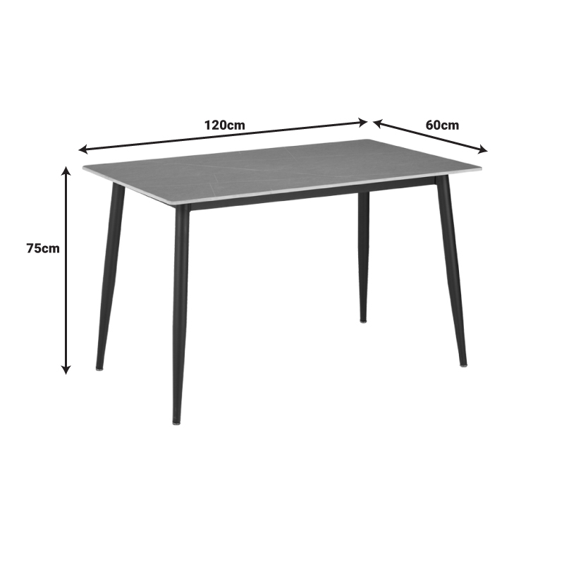 Τραπεζαρία Gustas-Bella pakoworld σετ 5τμχ γκρι μαρμάρου sintered stone-μαύρο μέταλλο 120x60x75εκ 9