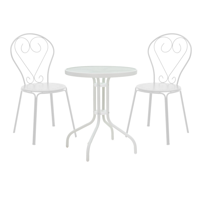 Τραπεζαρία Watson-Chari pakoworld σετ 3τεμ μέταλλο σε λευκή απόχρωση 1