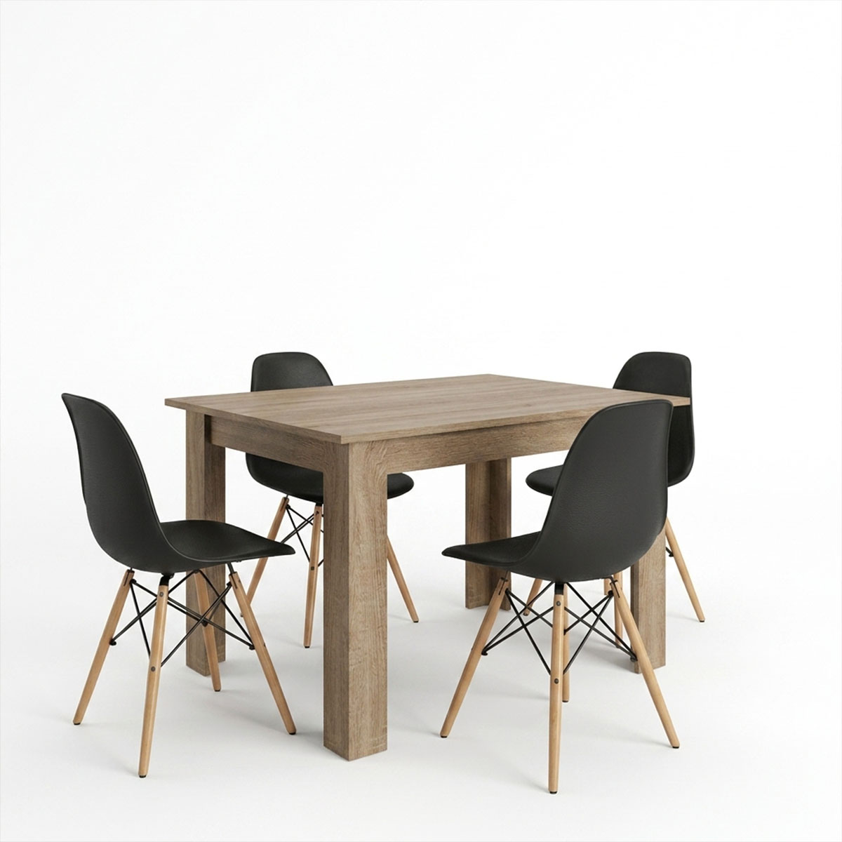 Τραπεζαρία Manka-Julita pakoworld σετ 5τεμ σε sonoma truffle-μαύρη απόχρωση 110x80x77εκ 2