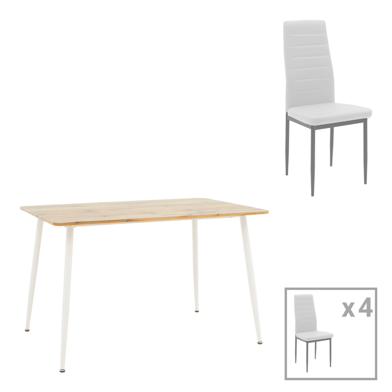 Τραπεζαρία Cuba-Parker pakoworld σετ 5τεμ sonoma-λευκό 120x80x75εκ 1