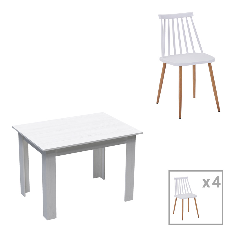 Τραπεζαρία Manka-Aurora I pakoworld σετ 5τεμ σε λευκή απόχρωση 110x80x77εκ 1