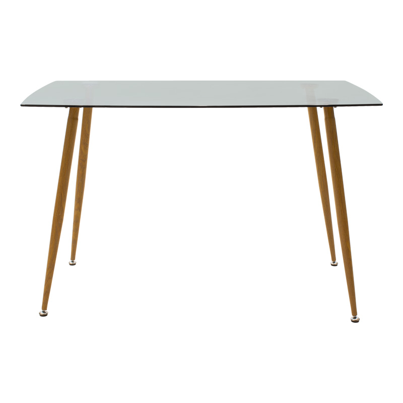 Τραπεζαρία Chloe-Aurora I pakoworld σετ 5τεμ γυάλινο 8χιλ ανθρακί - πόδι φυσικό 120x70x75εκ 6