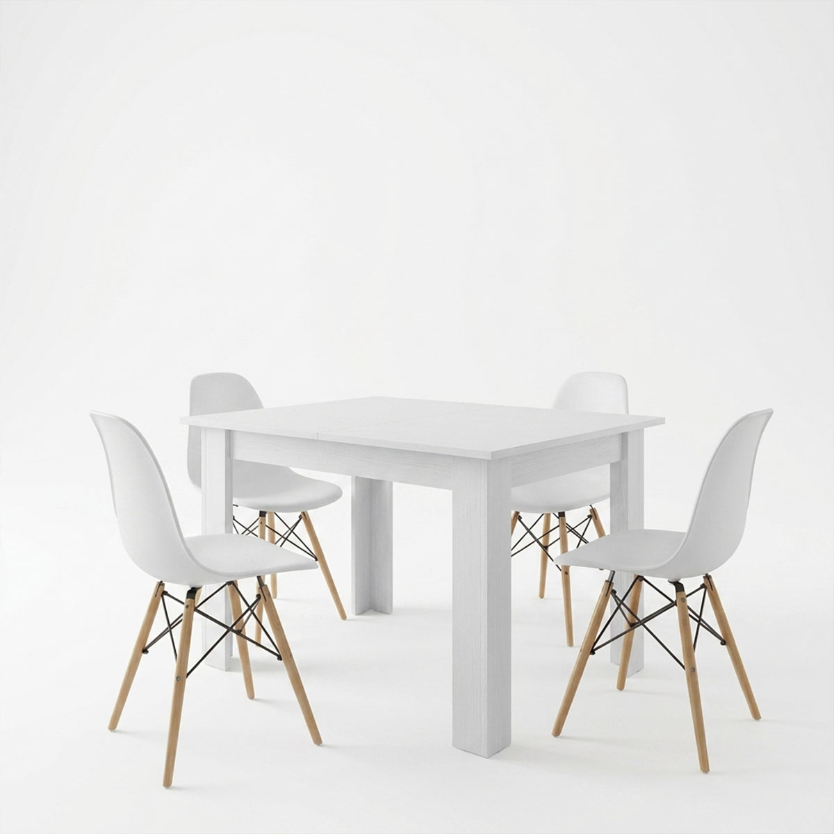 Τραπεζαρία Manka-Julita pakoworld σετ 5τεμ σε λευκή απόχρωση 110x80x77εκ 2