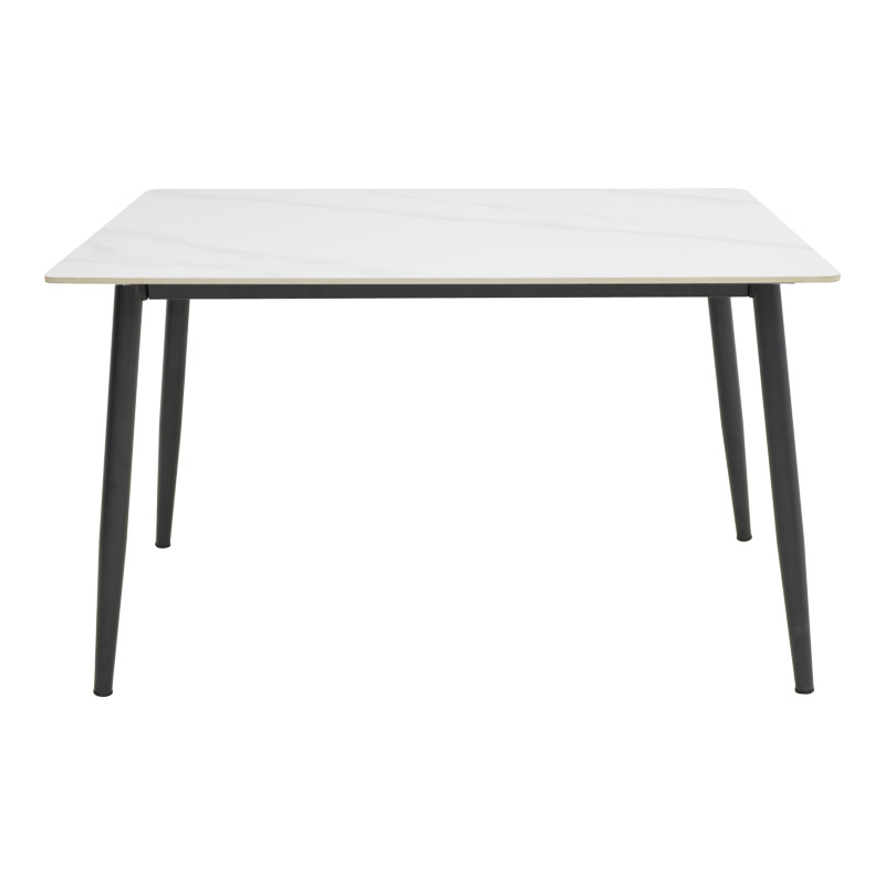 Τραπεζαρία Gustas-Giselle pakoworld σετ 5τμχ λευκό μαρμάρου-μπουκλέ μαύρο 120x80x76εκ 6