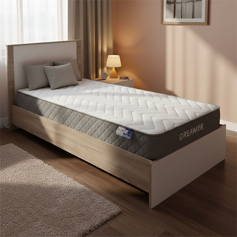 Κρεβάτι με στρώμα Athos-Dreamer pakoworld sonoma-λευκό 90x190εκ 1