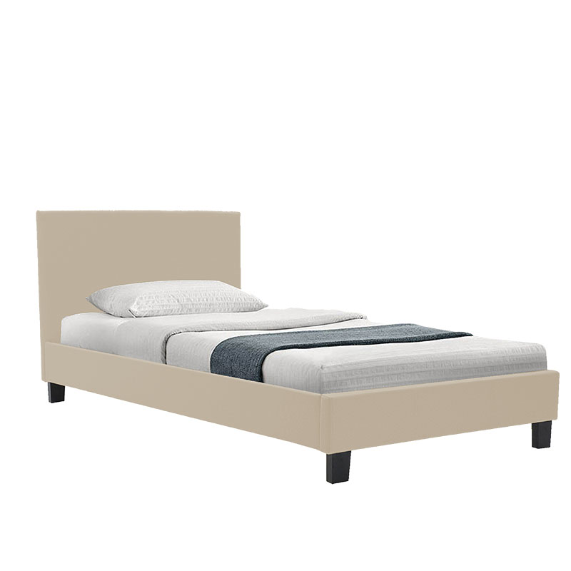 Κρεβάτι με στρώμα Nevil-Dreamer pakoworld ύφαμα μπεζ-μαύρο πόδι 90x190εκ 2