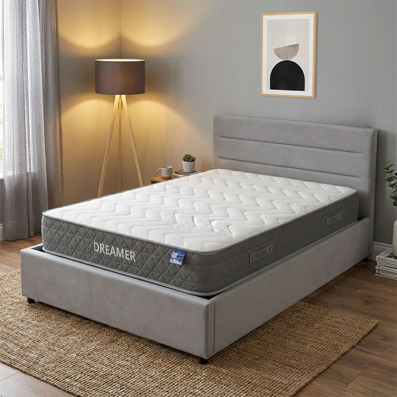 Κρεβάτι με στρώμα και αποθηκευτικό χώρο Molito-Dreamer pakoworld βελούδο γκρι 120x200εκ 1