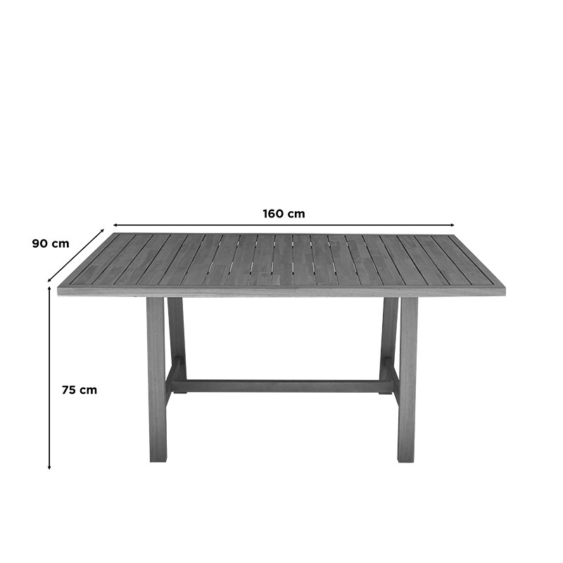 Τραπεζαρία Malibu pakoworld μασίφ ξύλο ακακίας 160x90x75εκ Σετ 5τεμ 8