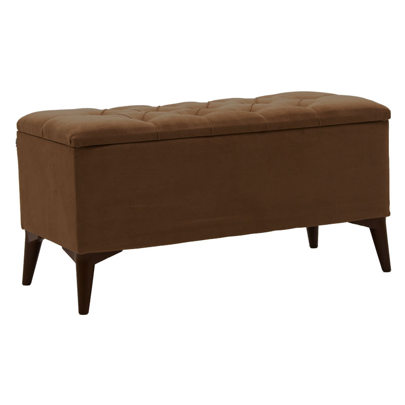 Σκαμπό-μπαούλο Elone pakoworld καφέ-καρυδί 90x40x44εκ 1