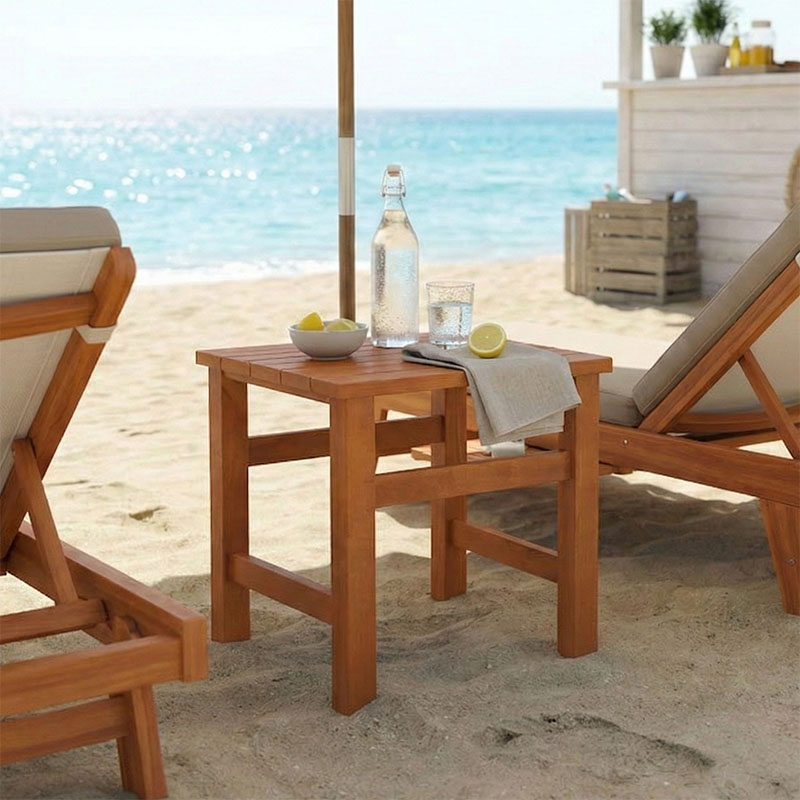 Τραπεζάκι παραλίας Summrine pakoworld μασίφ ξύλο οξιάς σε καρυδί χρώμα 40x40x45εκ 2