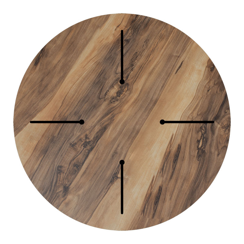 Επιφάνεια τραπεζιού Noble pakoworld HPL καρυδί Φ60εκ πάχους 12mm 2