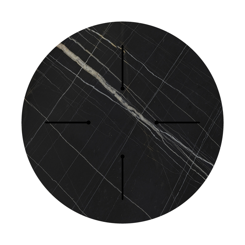 Επιφάνεια τραπεζιού Relian pakoworld HPL μαύρο όψη μαρμάρου Φ69εκ πάχους 12mm 3