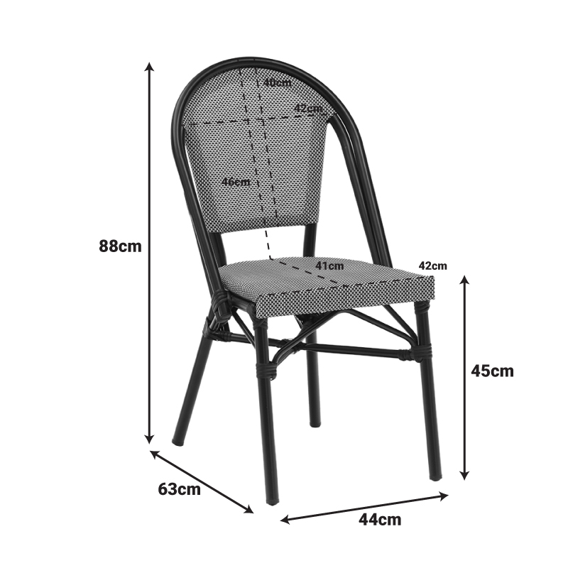 Καρέκλα Paris pakoworld αλουμίνιο μαύρο-textilene ασπρόμαυρο 2