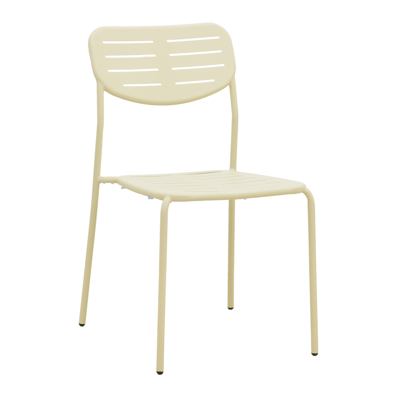 Καρέκλα Deraby pakoworld στοιβαζόμενη κρεμ μέταλλο 52.5x45.5x83εκ 1