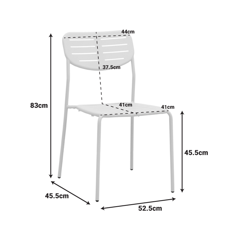 Καρέκλα Deraby pakoworld στοιβαζόμενη κρεμ μέταλλο 52.5x45.5x83εκ 2