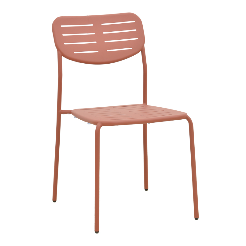 Καρέκλα Deraby pakoworld στοιβαζόμενη terracotta μέταλλο 52.5x45.5x83εκ 1