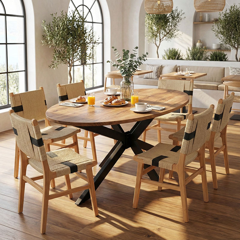 Τραπέζι Bonre pakoworld φυσικό μασίφ ξύλο ακακίας-πόδι μαύρο μέταλλο 175x96x76εκ. 2