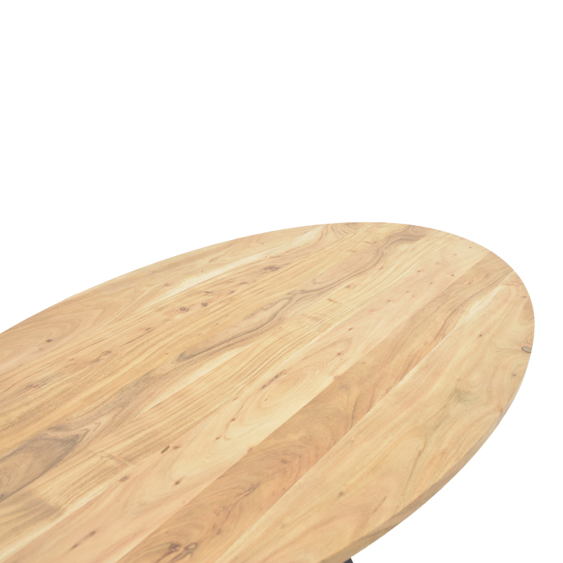 Τραπέζι Bonre pakoworld φυσικό μασίφ ξύλο ακακίας-πόδι μαύρο μέταλλο 175x96x76εκ. 6