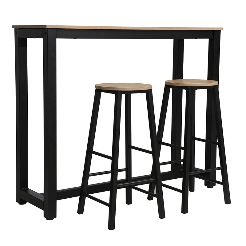 Σετ τραπέζι μπαρ Marle pakoworld 3τμχ sonoma-μαύρο πόδι 120x40x100εκ 2