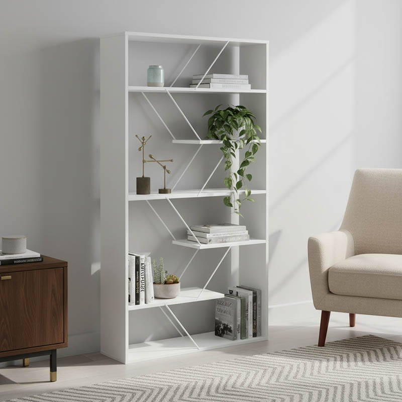 Βιβλιοθήκη Tars pakoworld λευκό 84x24x157εκ 2