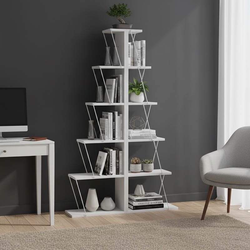 Βιβλιοθήκη mini Tars pakoworld λευκό 100x22x150εκ 2