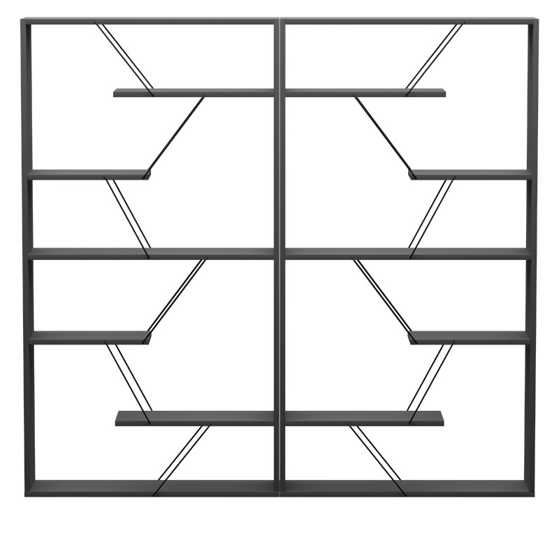 Βιβλιοθήκη Tars pakoworld ανθρακί-μαύρο 168x24x157εκ 3