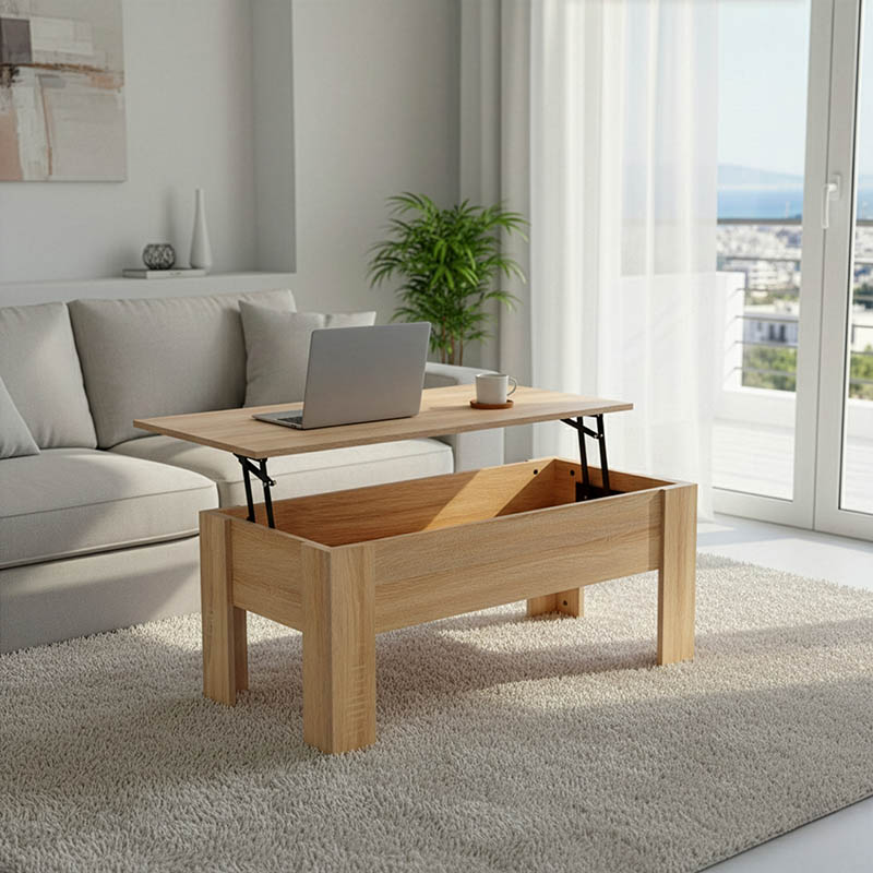 Τραπέζι σαλονιού Ferza pakoworld πολυμορφικό σε oak απόχρωση 100x50x42εκ 1